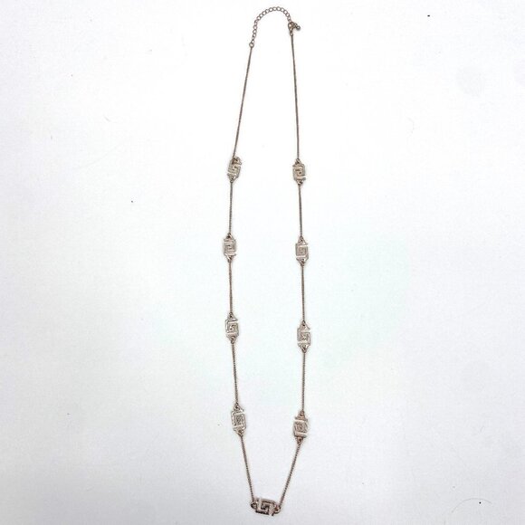 Gold Tone "S" Geometric Shape Detail Necklace Costume Jewelry - Picture 1 of 3